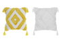 DKD Home Decor Cojin Moderno Blanco Amarillo 45 x 45 x 10 cm (4 Unidades) Poliéster Algodón