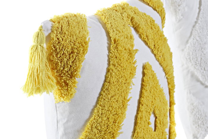 DKD Home Decor Cojin Moderno Blanco Amarillo 45 x 45 x 10 cm (4 Unidades) Poliéster Algodón DKD Home Decor Cojin Moderno Blanco Amarillo 45 x 45 x 10 cm (4 Unidades) Poliéster Algodón