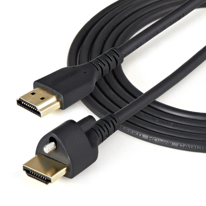 StarTech.com Cable HDMI HDMM2MLS 2m con Tornillos de Fijación, HDR, 4K 60Hz, Alta Velocidad, Ethernet, HDMI 2.0, Compatible con HDR, 18Gbps, Negro