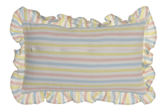 DKD Home Decor Cojín Algodón 50x30 Multicolor con Volantes y Rayas (Pack de 2)