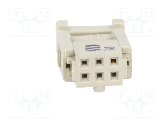 HARTING Conector IDC Hembra de 6 Pines Angular THT