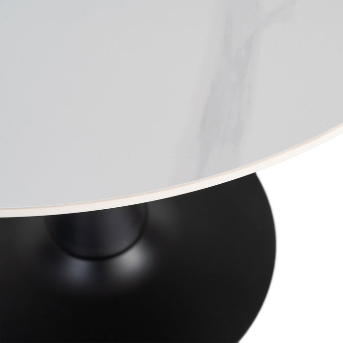 Mesa Redonda Blanco Piedra Sinterizada 80 X 80 X 75 cm (Set de 2)