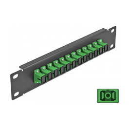DeLOCK Patchpanel de fibra óptica 12 puertos SC Simplex 10 pulg. verde/negro