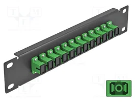 DeLOCK Patchpanel de fibra óptica 10 pulgadas 12 puertos SC Simplex verde 1U negro