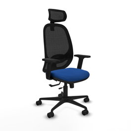 PIQUERAS Y CRESPO Silla de oficina Cilanco con mecanismo Sincro/Traslack, Azul y Negro