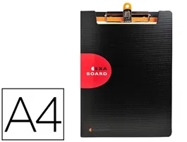 Exacompta Portanotas Exactiva con Tapa Polipropileno Negro con Pinza y Portabolígrafo DIN A4