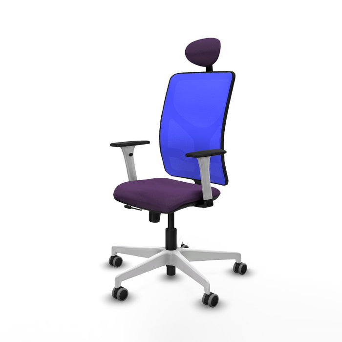 PIQUERAS Y CRESPO Silla de oficina Motilla con mecanismo Sincro/Traslack, Tela Morada y Malla Azul