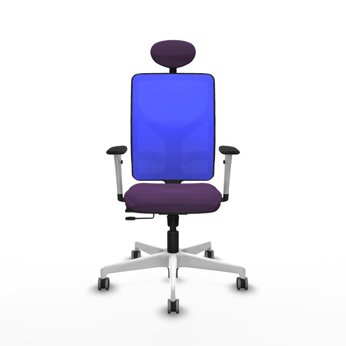 PIQUERAS Y CRESPO Silla de oficina Motilla con mecanismo Sincro/Traslack, Tela Morada y Malla Azul