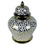 DKD Home Decor Tibor de Porcelana Blanco y Dorado 22x22x30 cm