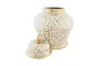 DKD Home Decor Tibor de Porcelana Blanco y Dorado 22x22x30 cm