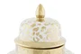 DKD Home Decor Tibor de Porcelana Blanco y Dorado 22x22x30 cm