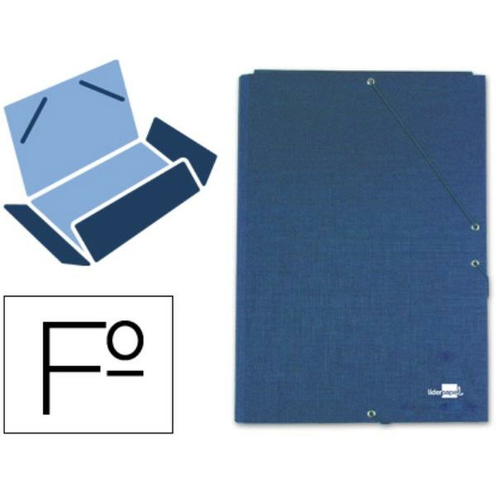 Liderpapel Carpeta de tres solapas con gomas, azul, tamaño folio
