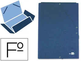 Liderpapel Carpeta con Gomas y Tres Solapas, Cartón Forrado, Tamaño Folio, Color Azul