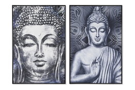 DKD Home Decor Set de 2 Cuadros Enmarcados Buda, 83x4,5x123 cm