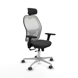 PIQUERAS Y CRESPO Silla de oficina Jorquera con mecanismo Sincro/Traslack, Gris oscuro y Blanco