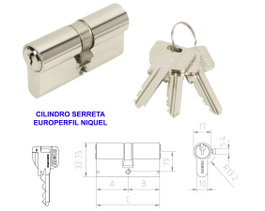 MCM Cilindro de cerradura perfil EPN-60=30x30 R-13.2 níquel