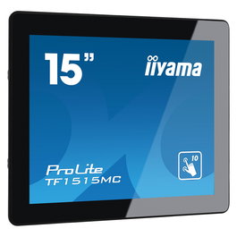 iiyama Monitor Táctil 38.1 cm (15") TF1515MC-B2, 4:3, Multi-Touch, XGA 1024x768, 8ms, HDMI+DisplayPort, Negro, IP65
