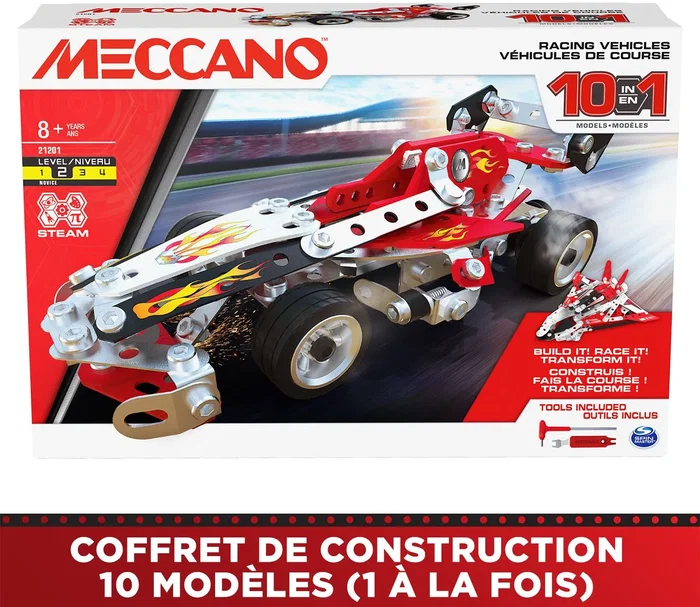 BANDAI Meccano Coche de Carreras APM20104 - Kit de Construcción con 10 Modelos BANDAI Meccano Coche de Carreras APM20104 - Kit de Construcción con 10 Modelos