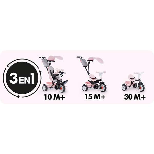 Smoby Triciclo Baby Driver Confort para Niños 2 Años Rosa 59x52x44 cm - Sin Montaje