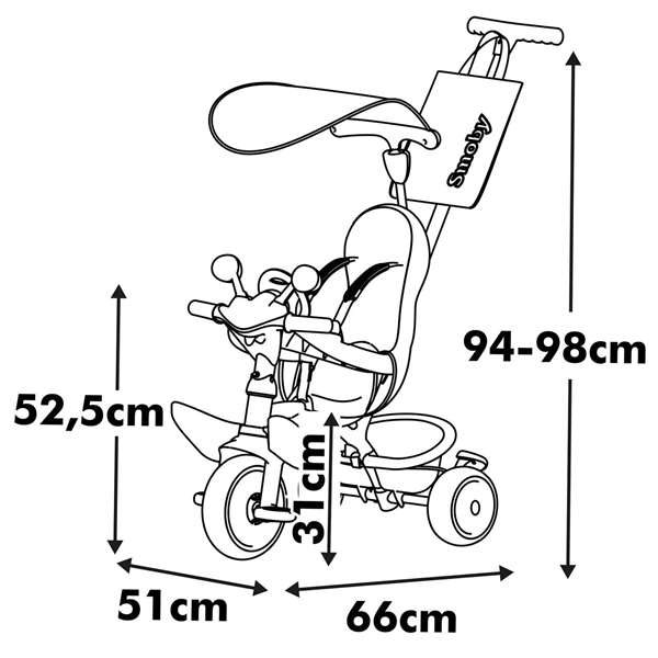 Smoby Triciclo Baby Driver Confort para Niños 2 Años Rosa 59x52x44 cm - Sin Montaje