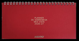 ADDITIO Planner de sobremesa curso 2026-27 mes vista con encuadernación espiral