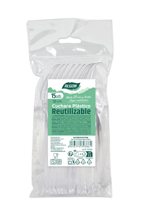 Inde Set 15 Cucharas de Mesa 18 cm Algon (24 Unidades)