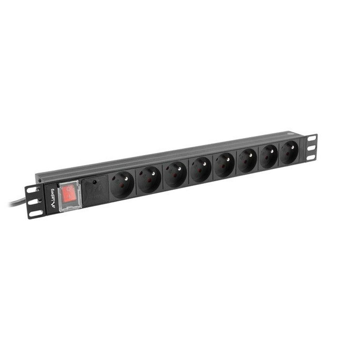 Lanberg Regleta Rack PDU 19 Poladas 1U 16A con 8 tomas PL y 2m, negro