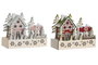 DKD Home Decor Casa Navidad Fantasia Rosa Rojo 9.5 x 19 x 21 cm (2 Unidades) Madera LED