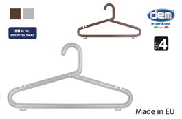 Inde Set de 4 Perchas de Plástico Gris/Marrón Meng