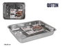 Quttin Bandeja Rectangular con Parrilla, 24 unidades, Acero Inoxidable, Medidas 38 x 27.5 cm (4 Unidades)