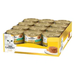 Purina Gourmet Gold Tartallette Sabor Pollo y Zanahoria para Gatos, Pack de 24 Sobres de 85g - Comida Húmeda con Prebióticos y Vitamina E