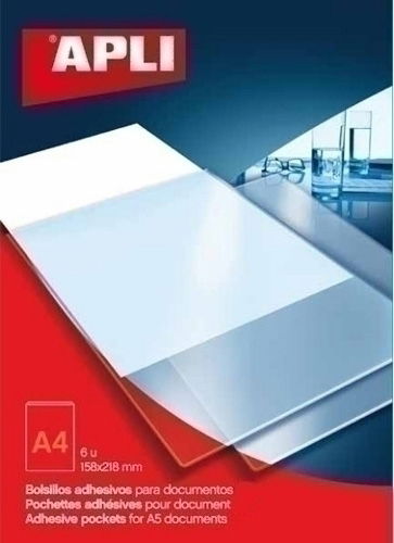 Funda Adhesiva Apli A4 Bolsillo Paquete De 6 Funda Adhesiva Apli A4 Bolsillo Paquete De 6