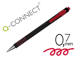 Q-connect Bolígrafo Retráctil con Grip, Punta 0.7 mm, Tinta Roja