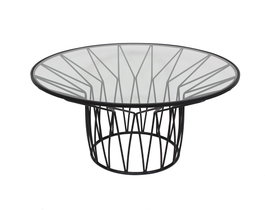 DKD Home Decor Mesa de Centro de Metal y Cristal Negro