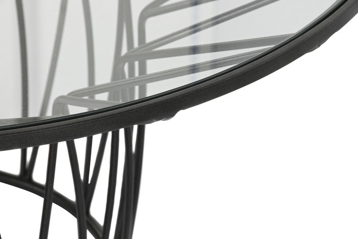 DKD Home Decor Mesa de Centro de Metal y Cristal Negro