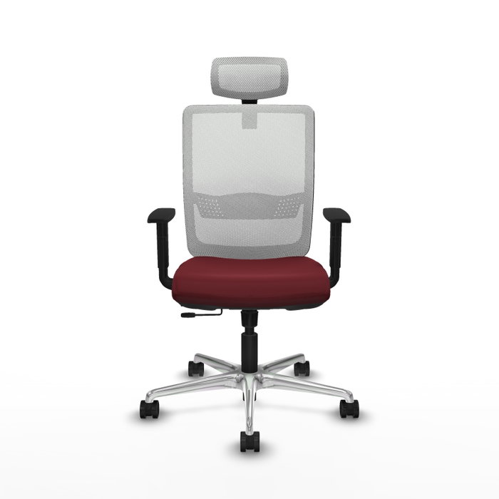 PIQUERAS Y CRESPO Silla de oficina Haches con mecanismo Sincro/Traslack, Granate y Blanco