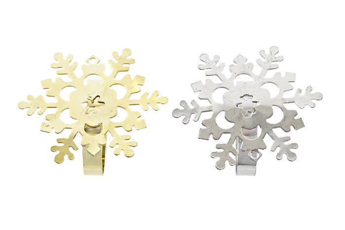 DKD Home Decor Servilletero Navidad Moderna Dorado Plateado Metal 5 x 17 x 5 cm Set de 4