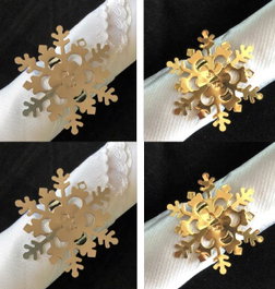 DKD Home Decor Servilletero Navidad Moderna Dorado Plateado Metal 5 x 17 x 5 cm Set de 4