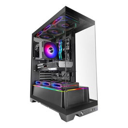 Mars Gaming Caja MC-PRISMA ATX Semitorre PC Gaming, Negro, Cristal Templado Panorámico, ARGB, Soporte 360mm y GPU 430mm, Sin Fuente