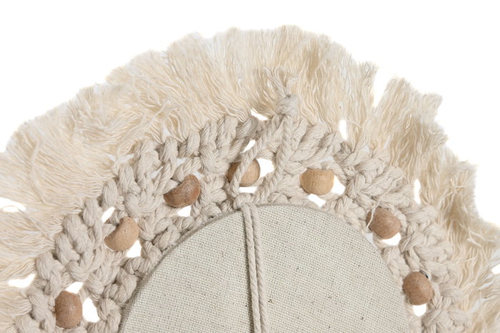 DKD Home Decor Espejo Boho Blanco 1 x 20 x 20 cm Set de 3 Macramé