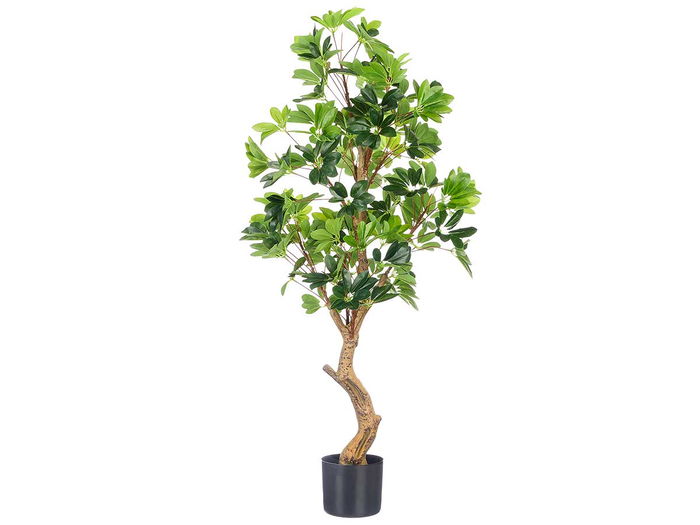 Ibergarden Maceta decorativa con planta de hojas alargadas 130 cm de alto, 60x60 cm, color verde/negro, plástico (Set de 4)