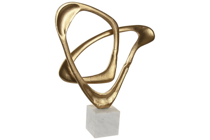 DKD Home Decor Escultura Abstracta de Aluminio y Mármol, Dorado y Blanco