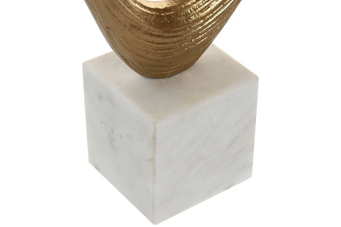 DKD Home Decor Escultura Abstracta de Aluminio y Mármol, Dorado y Blanco