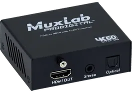 MUXLAB Extractor de Audio HDMI 4K/60Hz con Salidas HDMI, Óptica y Minijack de Audio