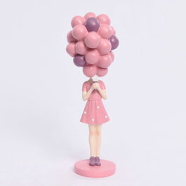 DKD Home Decor Figura Resina Chica Globos Rosa y Malva