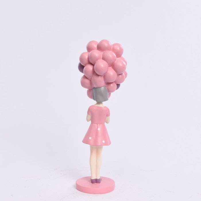 DKD Home Decor Figura Resina Chica Globos Rosa y Malva