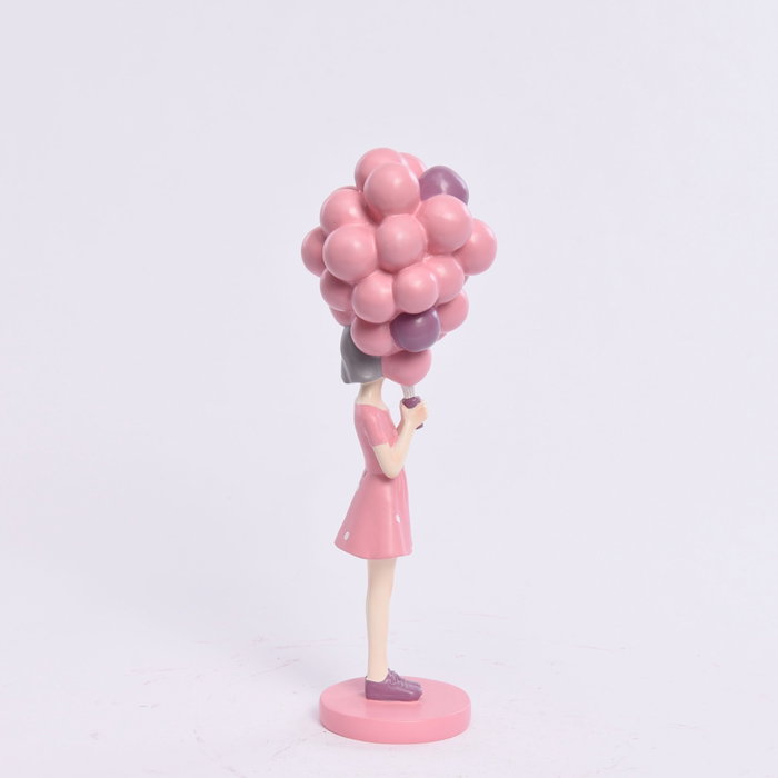 DKD Home Decor Figura Resina Chica Globos Rosa y Malva