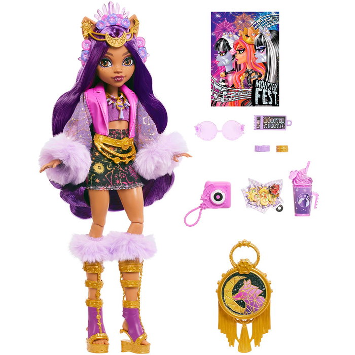Monster High Muñeca Clawdeen Wolf Monster Fest con Accesorios Monster High Muñeca Clawdeen Wolf Monster Fest con Accesorios