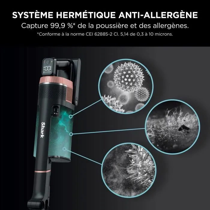 Shark Aspiradora escoba inalámbrica Stratos IZ400EU - Tecnología DuoClean + PowerFins Plus - Iluminación LED