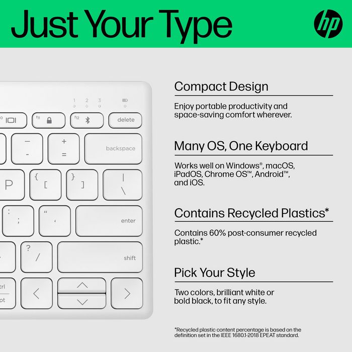 HP 350 Compact Multi-Device Bluetooth Keyboard HP 350 Compact Multi-Device Bluetooth Keyboard